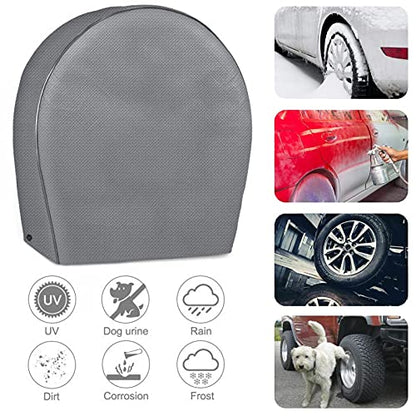 Tire Covers for RV Wheel Set of 4 Non-Woven Wheel Covers Waterproof UV Coating Tire Protectors Universal Fit for RV Trailer Camper Truck Jeep SUV Car Wheel, Fits Tire Diameters 24-26” - size: 24-26”