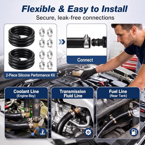 3/4" & 5/8"Heater Hose, Silicone Heater Hose 5 FT Each, 8 Clamps - size: 5ft, 3/4" & 5/8"