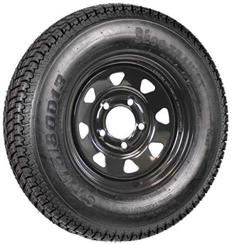 eCustomrim Trailer Tire Rim Assembly ST175/80D13 13 Inch 5 Lug Black Wheel