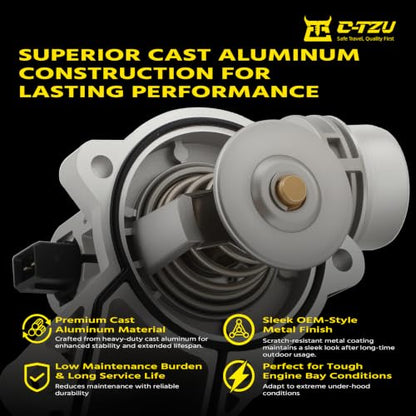 Upgrade Aluminium Thermostat Housing Assembly Compatible with BMW 323 325 328 330 525 528 530 X3 Z3 Z4 X5 1999-2006 - Replaces 11537509227 11531437040 11531436823 - color: 11537509227