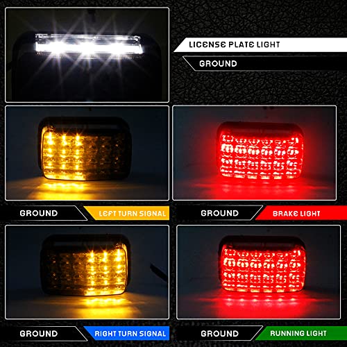 LED ATV Brake Tail Lights, Smoked Motorcycle Taillight with Turn Signals Compatible with Yamaha Grizzly Big Bear Bruin Kodiak Wolverine Rhino Viking, Replacement for 5km-84710-01-00 - color: Smoked Lens