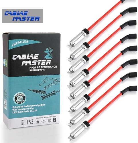 10.2 MM Racing Spark Plug Wires for LR4 LM7 L59 L33 LQ4 LQ9 Escalade Avalanche Silverado Tahoe W4500 Tiltmaster Sierra Yukon H2 4.8L 5.3L 6.0L V8 1999-2007 Red