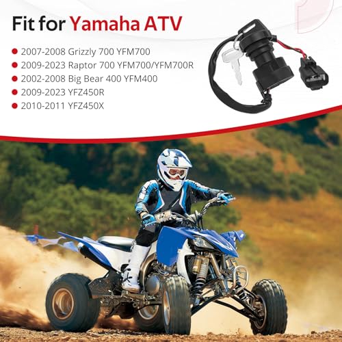 Ignition Key Switch for Yamaha Grizzly 700 2007-2008 Big Bear 400 2002-2008 Raptor 700 2009-2023 YFZ450X 2010-2011 YFZ450R 2009-2023 O.E.M# 4SH-82510-00-00 3B4-82510-00-00
