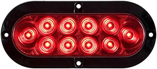 Optronics LED Stop Tail & Turn Light 6" Oval 10D Red Flange Mount