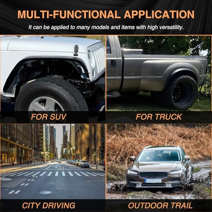DREAMOTOR Fender Flares 6" Universal Fender Flares Black Flexible PP Material 4 PCS Wide Body Kit Wheel Arches for Cars, SUVs, Trucks & Off-Road Vehicles Compatible with Jeep Wrangler JK TJ Ford F-150 - style: Style 2