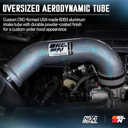 K&N NextGen Aluminum Cold Air Intake System: High-Flow Cotton Filter: Compatible with 2019-2026 DODGE/RAM 1500; 70-1578 - style: NextGen Metal Intake
