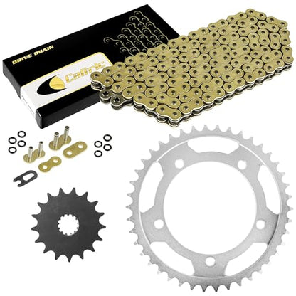 Caltric Golden O-Ring Drive Chain & Sprockets Kit Compatible with Suzuki Dl1000 Dl-1000 Vstrom 1000 2002-2010