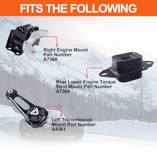 Engine Motor Mount Kit，Replacement for A7368 A7369 A4361 - size: Nissan 12-19