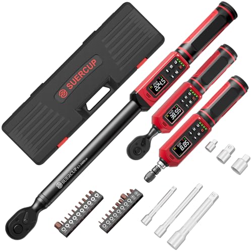 SUERCUP 1/4"&3/8"&1/2" Digital Torque Wrench Set, ±1% accuracy - size: 1/4"&3/8"&1/2" 0.15-10N.m&0.9-60N.m&5.1-340N.m