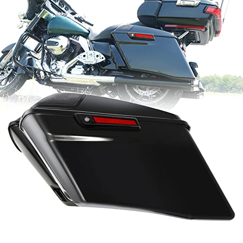 TCT-MOTORPARTS 4" Extended Hard Saddlebags Fits for Harley Touring CVO - color: Vivid Black w/ Black Latches