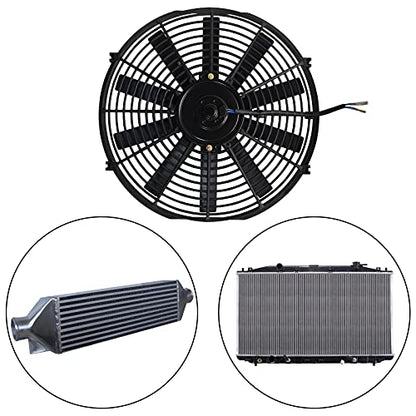 MuHize 14 Inch Electric Radiator Cooling Fan 12V 80W Push/Pull, 2 Pack - size: 2Pcs-14 inch