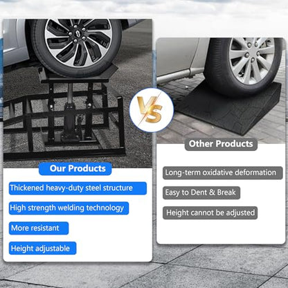 2PCS 5 Ton Hydraulic Car Ramps with Jack, Adjustable Vehicle Ramps - color: Black