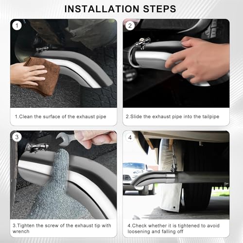 Mupera Universal 3.5 Inch Turn Down Exhaust Tip, 3.5" Outlet, 12" Long - size: 3.5" Inlet 3.5" Outlet 12" Length Silver