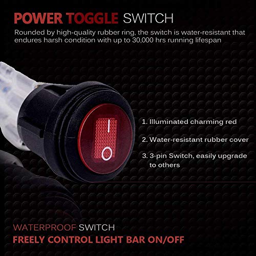 MICTUNING MIC-B1002 LED Light Bar Wiring Harness, Fuse 40A Relay On-off Waterproof Switch