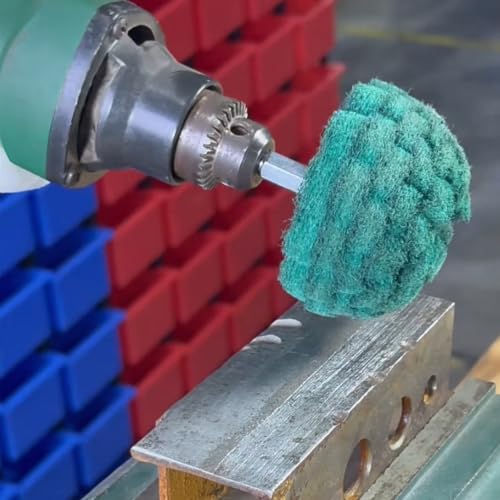 6 Pcs Scouring Pads Non Woven Abrasive Drill Cleaning Kit, Abrasive Buffing Polishing Wheel Drill Attachment Set, 3 Green and 3 Red - color: Green/Red