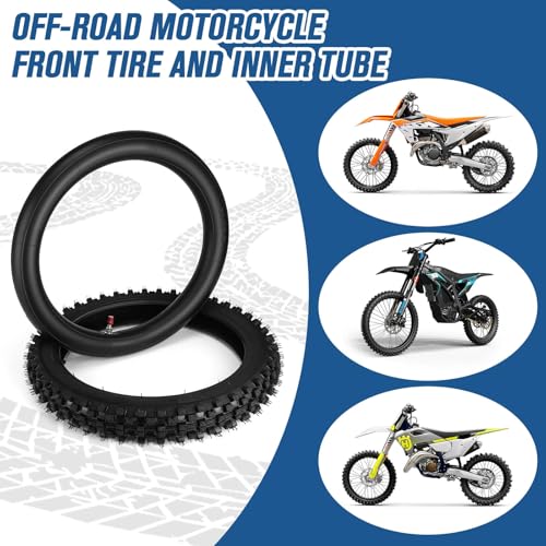 60/100-14 2.50-14 Front Tire and Inner Tube Set, 60/100-14 Dirt Bike Tire Tube for CRF110 KLX110 KX65 XR70 SSR125 110cc 125cc CRF70 KX60 KX110 RM65 JR80 PW80 TTR90 TTR110 Pit Dirt Bike Off Road