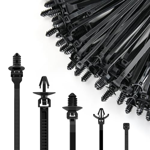 GOOACC Push Mount Cable Zip Ties Heavy Duty Nylon 5 Popular Sizes - color: 160pcs Push Mount Cable Zip Tie-5 Sizes
