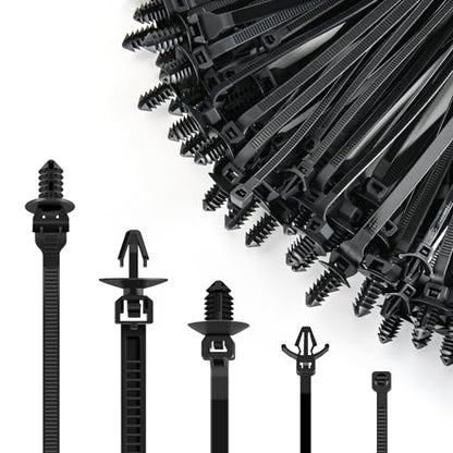 GOOACC Push Mount Cable Zip Ties Heavy Duty Nylon 5 Popular Sizes - color: 160pcs Push Mount Cable Zip Tie-5 Sizes