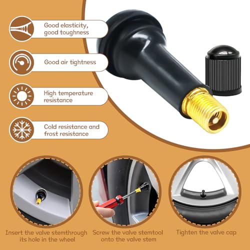 20PCS TR414 Tubeless Valve Stem Rubber Snap Black Standard Length Replacement for Automotive Rim Holes Standard Vehicle Tires DD008-414 - size: TR414