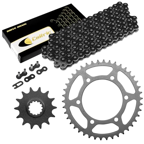 Caltric Black Drive Chain And Sprocket Kit Compatible with Kawasaki Ninja 300 Ex300 Abs 2013-2017