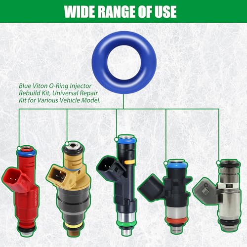 JA&MIU 50 PCS Fuel Injector O-Ring Set, Blue Viton (7.52mm X 3.53 mm) - size: Bule - 50