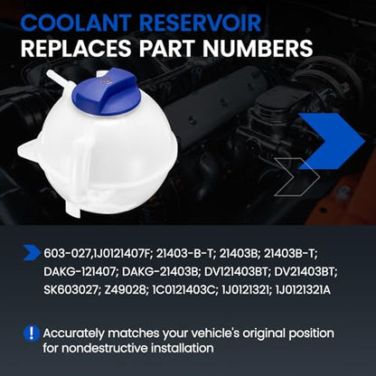 603-027 Coolant Tank for VW/Audi/Seat 99-15 - color: White, size: 603-027