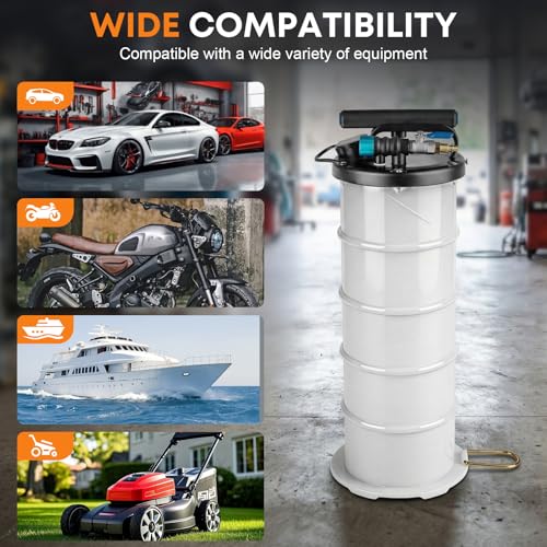 6.5L Oil Extractor Pump - Pneumatic/Manual Automotive Fluid Extractor with Extended Suction Hoses & Brake Bleeding Hose for Oil/Fluid Change