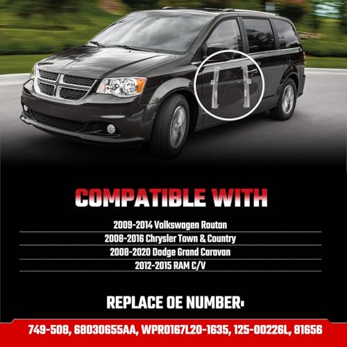 749-508 Front Driver Side Power Window Regulator Without Motor Replacement Fit for Chrysler Town & Country Dodge Grand Caravan Ram C/V for VW Routan 2008-2016 - size: Front Left, style: 749-508