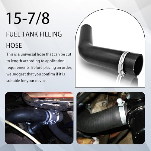 2 1/4 inch Gasoline Fuel Filler Neck Hose With 4 Clamps, 15 7/8" Length Reinforced Gas Tank Hose (45 Degree, 2.25" ID) - size: 2.25" ID, style: 45 Degree