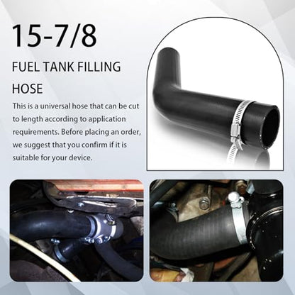 2 1/4 inch Gasoline Fuel Filler Neck Hose With 4 Clamps, 15 7/8" Length Reinforced Gas Tank Hose (45 Degree, 2.25" ID) - size: 2.25" ID, style: 45 Degree