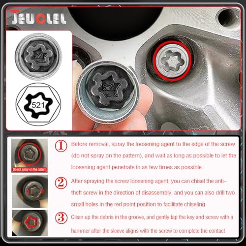 521 Wheel Locking Nut Key for VW, Socket (OD 28mm-ID 25mm) - size: Socket 521