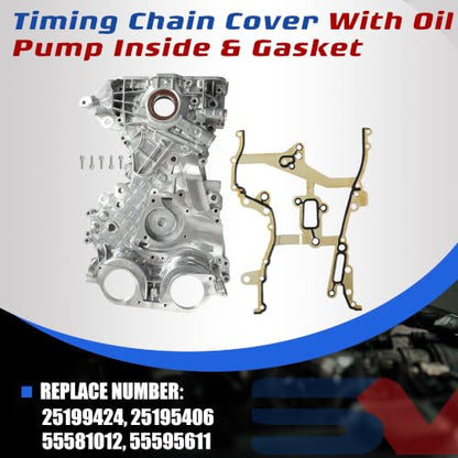 Head Gasket Set Timing Tool Kit & Timing Chain Cover With Oil Pump Inside - size: GM 1.4 timing chain kit with tool