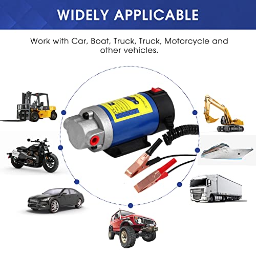 Vevitts Engine Oil Pump, Portable Electric Self-Priming Motor Oil Pump for Car Motorcycle and Boat Engine Oil Transfer Change Pump 12V 100W