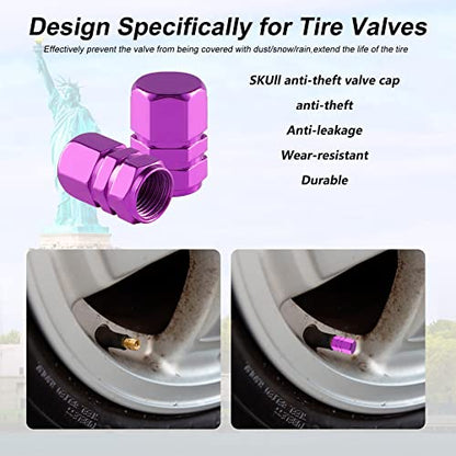 alpmosn Aluminum Tire Stem Valve Caps Wheel Valve Covers Car Dustproof Tire Cap Cover Accessories, Universal for SUV, Car, Bike and Motorcycle，Hexagon Shape (4PCS Purple) - color: Purple