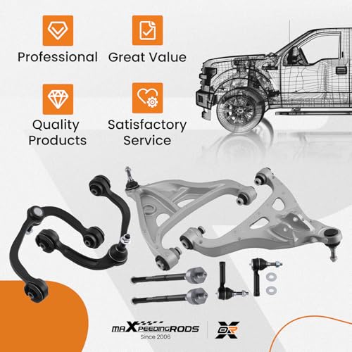 maXpeedingrods 8PC Front Control Arms for Ford F-150 Lincoln Mark LT 2004-2008, K80306 K80308 Suspension Kit Upper Lower Control Arms w/Outer & Inner Tie Rod Ends - size: 8PCS