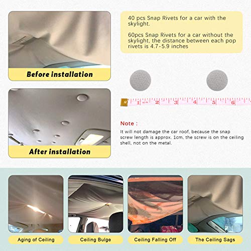 Swpeet 272-Piece Gray Car Roof Headliner Repair Kit with Rivets, Things and Installation Tool, Bed Skirt Pins and Retainer Design for Car Roof Flannel Fixed - color: Grey