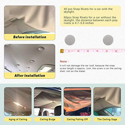 Swpeet 272-Piece Gray Car Roof Headliner Repair Kit with Rivets, Things and Installation Tool, Bed Skirt Pins and Retainer Design for Car Roof Flannel Fixed - color: Grey