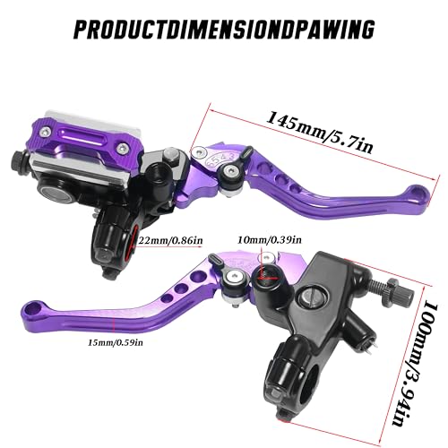 7/8" 22mm Motorcycle Brake Lever Handlebar Master Cylinder Clutch Levers Left & Right Set + Hand Grips + Handlebar Ends Set for Honda Kawasaki Suzuki Yamaha (Purple) - color: Purple