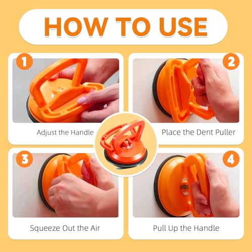 Dent Puller,2026latest Car Dent Puller,3-Pack Car Handheld Puller,Strong Car Dent Remover,Suction Cup Dent Puller and Paintless Car Dent Repair Kit.Suitable for Car Body Dents (Orange).