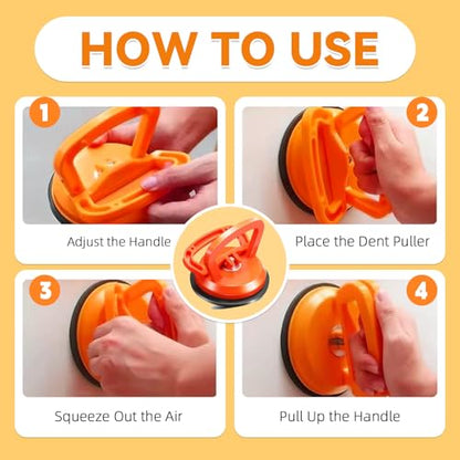 Dent Puller,2026latest Car Dent Puller,3-Pack Car Handheld Puller,Strong Car Dent Remover,Suction Cup Dent Puller and Paintless Car Dent Repair Kit.Suitable for Car Body Dents (Orange).