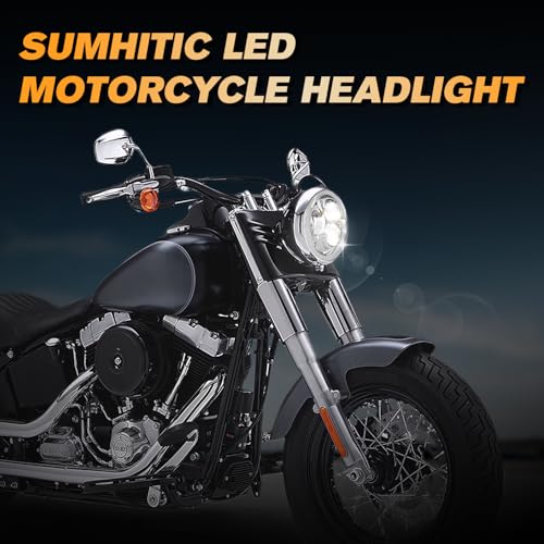 7 inch Motorcycle LED Headlight w/DRL fit for Harley Street Glide, Chrome - color: Chrome
