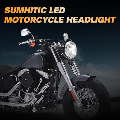 7 inch Motorcycle LED Headlight w/DRL fit for Harley Street Glide, Black - color: Black