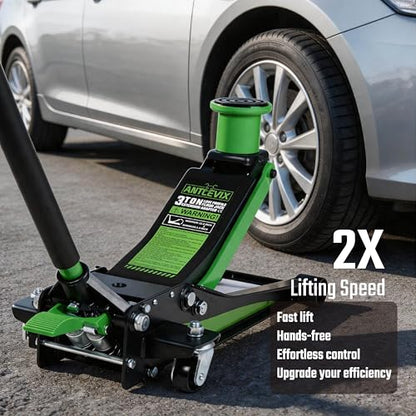 Heavy Duty 3-Ton (6600 lbs) Low Profile Steel Racing & Off-Road Hydraulic Car Floor Jack with Dual Piston Quick Lift Pump, Foot Pedal, Extension Adapter for Cars, SUVs & Trucks Repair - size: 3 Ton with Extension