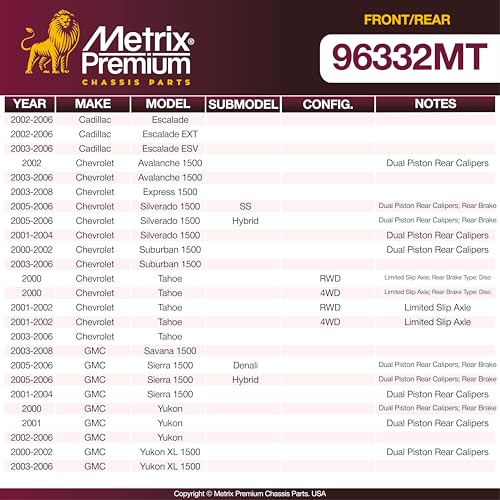 Metrix Premium Chassis Parts 304&330mm F/R Brake Rotor Kit Fits Cadillac - size: 96332MT