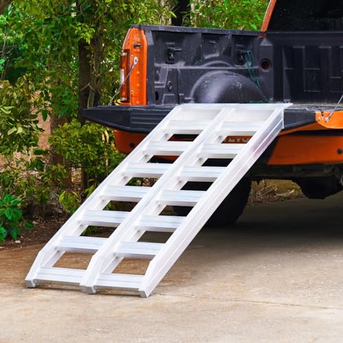 VEVOR Aluminum Ramps, 8810 lbs, Heavy-Duty Ramps with Top Hook Attaching End, Universal Loading Ramp for Motorcycle, Tractor, ATV/UTV, Trucks, Lawn Mower, 72" L x 15" W, 2Pcs - size: 8100 lbs