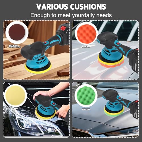 6" Cordless Car Polisher for Makita 18V,6-Speed Orbital Buffer