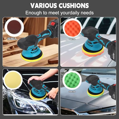 6" Cordless Car Polisher for Makita 18V,6-Speed Orbital Buffer
