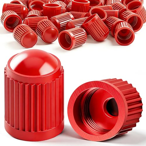 30PCS Tire Valve Stem Caps, Corrosion Resistant, with O Rubber Ring, Airtight Seal Heavy Duty Dustproof Tire Valve Stem Covers for Cars, SUV, Trucks, Bikes, Motorcycles, Bicycles(Red) - color: Red, size: 30 pcs