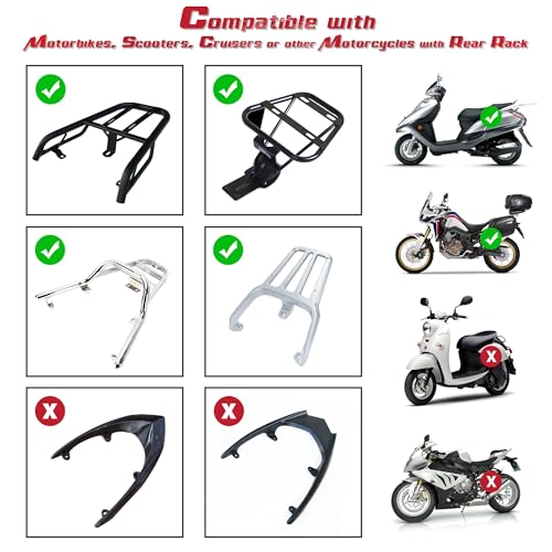 Yescom 48L Universal Motorcycle Tail Box Top Case Luggage with Top Rack & - size: 48L for Harley
