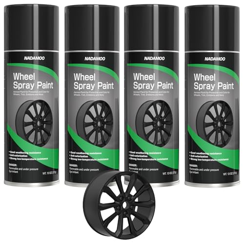 NADAMOO Black Spray Paint for Wheels, Semi-Gloss - color: Matte Black, size: 13 Ounce (Pack of 4)